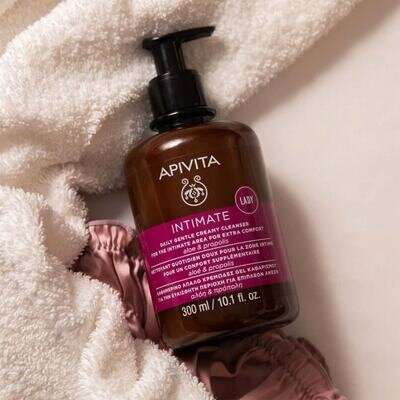 Крем-гель для інтимної гігієни Apivita Intimate Додатковий комфорт ніжний очищувальний, 300 мл
