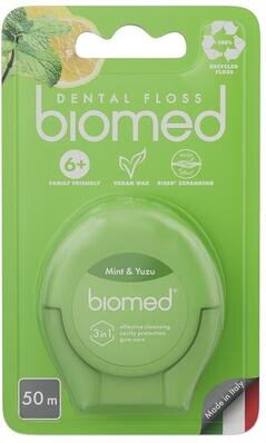 Зубна нитка BioMed Комплексна з ароматом м'яти та юзу, 50 м