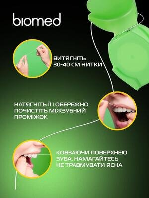 Зубна нитка BioMed Комплексна з ароматом м'яти та юзу, 50 м