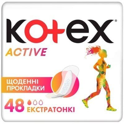 Щоденні гігієнічні прокладки Kotex Active екстратонкі, 48 шт