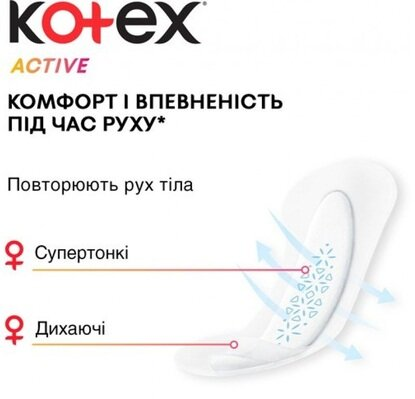 Щоденні гігієнічні прокладки Kotex Active екстратонкі, 48 шт