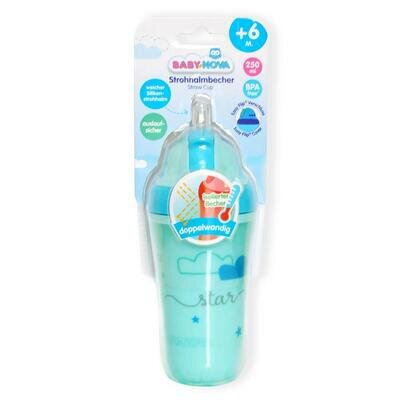 Термочашка Baby-Nova 34114-2 з трубочкою блакитна, 250 мл