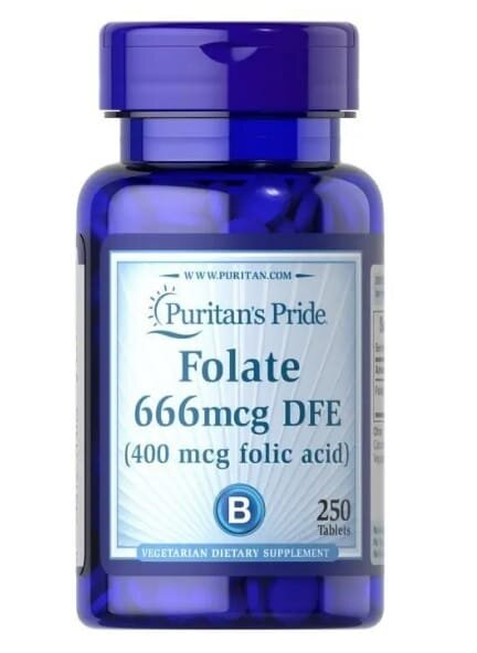 Фолієва кислота Puritan's Pride Folic Acid 400 мкг, 250 таблеток
