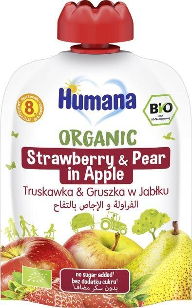 Пюре фруктове Humana Organic для дітей з 6 місяців Яблуко-Груша-Полуниця, 90 г