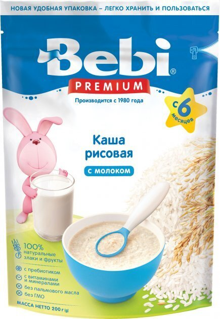 Каша молочна Bebi Premium Рисова, з 4 місяців, 200 г