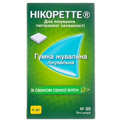 Нікоретте зі смаком свіжої м'яти гумка жув. лікув. по 4 мг №30 (15х2)