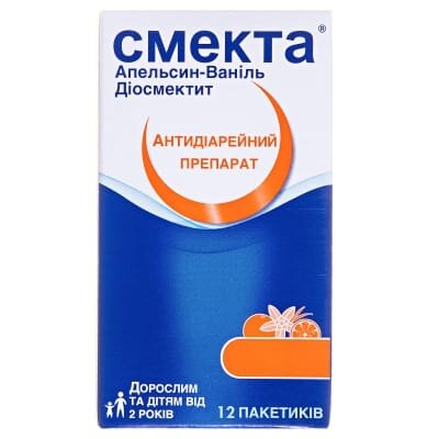Смекта апельсин-ваніль порошок д/ор. сусп. по 3 г №12 у пак.