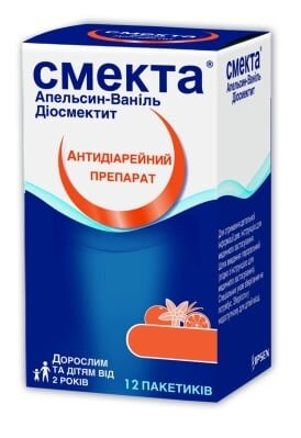 Смекта апельсин-ваніль порошок д/ор. сусп. по 3 г №12 у пак.