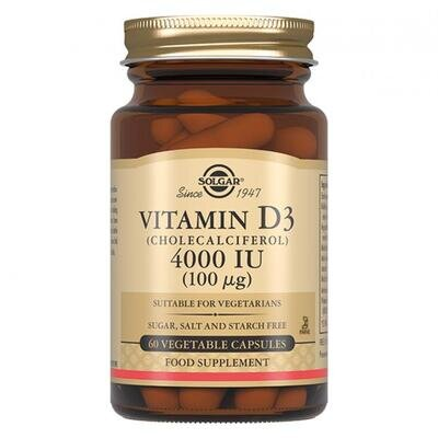 Вітамін Д3 Solgar Vitamin D3 (Cholecalciferol) 100 мкг (4000 МО) вег. капсули №60