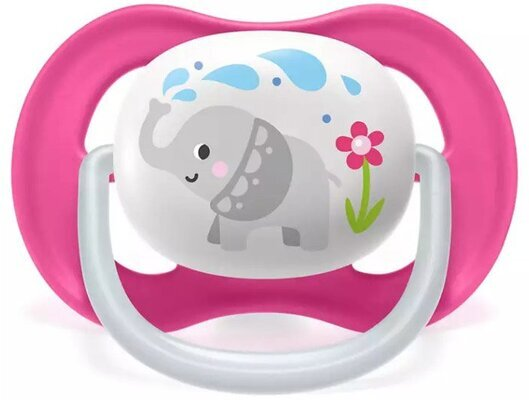 Пустушка силіконова Philips Avent Ultra Air Animal SCF080/08 ортодонтична, для дівчаток, 6-18 місяців, 2 шт