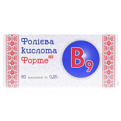 Фолієва кислота Форте Фармаком таблетки по 0,25 г №60