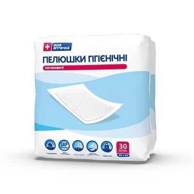 Пелюшки Моя Аптечка одноразові поглинаючі 60 см x 60 см, 30 шт