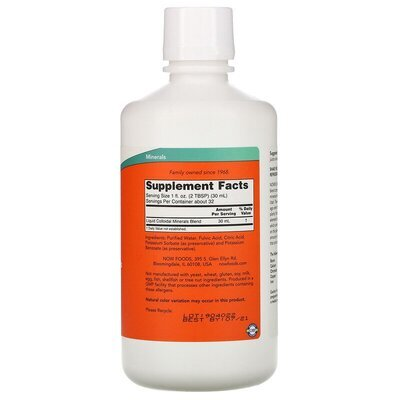 Колоїдні мінерали NOW Colloidal Minerals з малиною, 946 мл