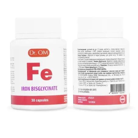 Заліза бісгліцинат Dr.OM Iron bisglycinate 15 мг капсули № 30