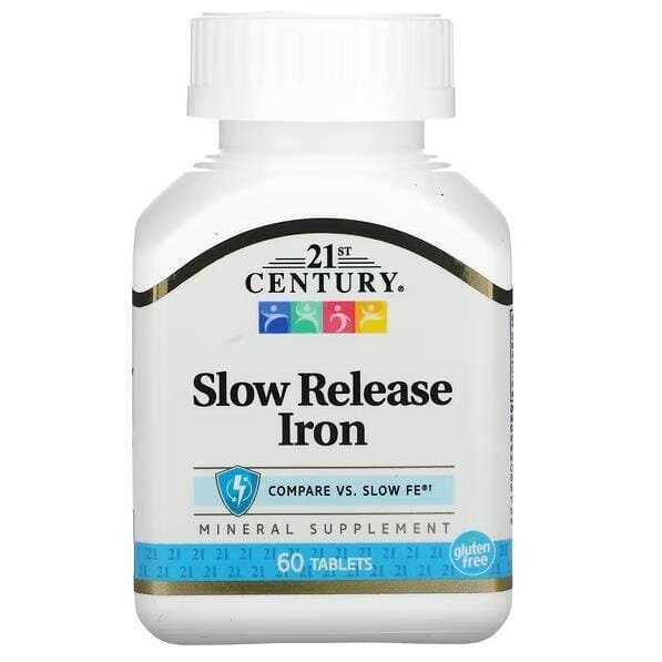 Залізо повільного вивільнення 21st Century Slow Release Iron, 60 таблеток