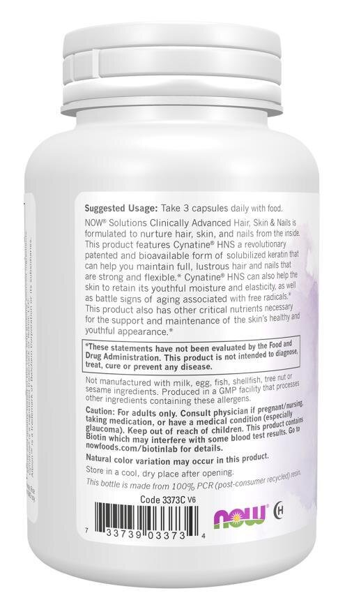 Вітаміни для волосся, шкіри та нігтів NOW Solutions Hair, Skin & Nails капсули №90