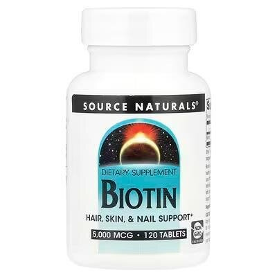 Біотин Source Naturals Biotin 5000 мкг, 120 таблеток