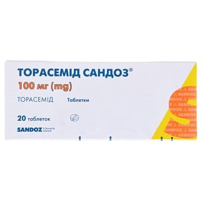 Торасемід Сандоз таблетки по 100 мг №20 (10х2)