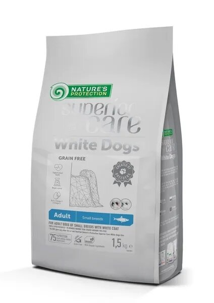 Корм сухий Nature's Protection White Dogs Grain Free with white fish Adult Small and Mini Breeds для собак, 1,5 кг