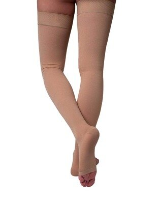 Панчохи компресійні Venotonia Cotton AG клас компресії 2, відкритий носок, короткі, із силіконовими крапками, колір бежевий, розмір ІІ+