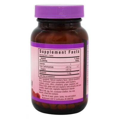 Мелатонін 1 мг Bluebonnet Nutrition Earth Sweet Chewables, смак малина, 60 жувальних таблеток