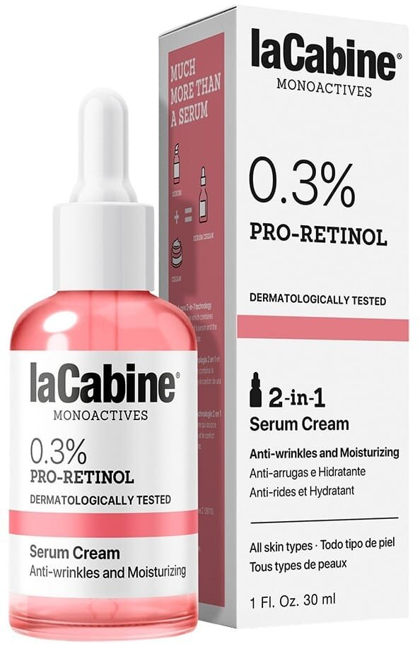 Крем-сироватка для обличчя La Cabine 0.3% Pro-Retinol 2 in 1 з проретинолом 0,3% проти зморшок зволожувальна, 30 мл