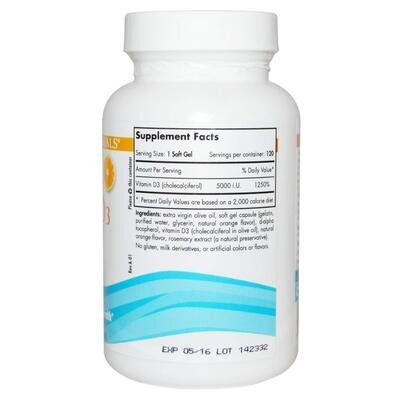 Вітамін D3 Nordic Naturals Vitamin D3 5000 МО апельсин, 120 гелевих капсул