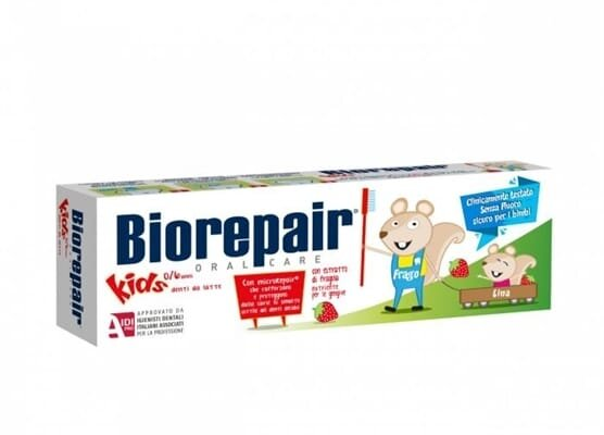 Зубна паста Biorepair Kids Milk Teeth Веселе мишеня, зі смаком полуниці, 50 мл