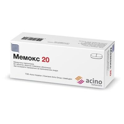 Мемокс 20 таблетки, в/плів. обол. по 20 мг №60 (10х6)