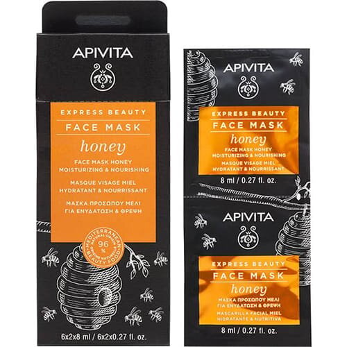 Маска для обличчя Apivita Express Beauty Зволоження та живлення з медом, 2 штуки по 8 мл