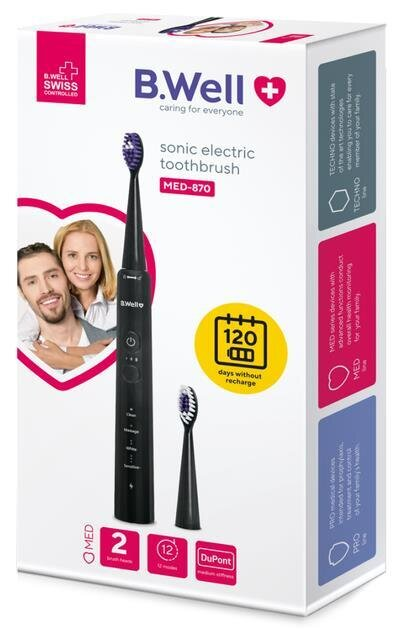Електрична зубна щітка B.Well PRO-870 звукова, чорна