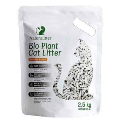 Наповнювач для котячого туалету Naturalitter Bio Plant Cat Litter Activated Carbon соєвий з активованим вугіллям, 2,5 кг (6 л)