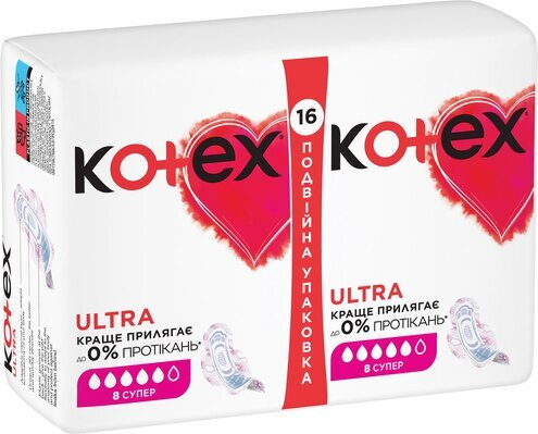 Прокладки гігієнічні Kotex Ultra супер, сіточка, 16 шт
