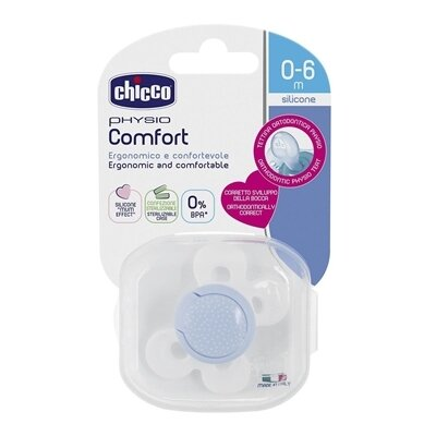 Пустушка силіконова Chicco Physio Comfort (74911.21), від 0 до 6 місяців, блакитна, 1 шт