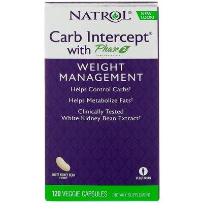 Добавка для зниження ваги Natrol Carb Intercept Phase 2, 120 капсул
