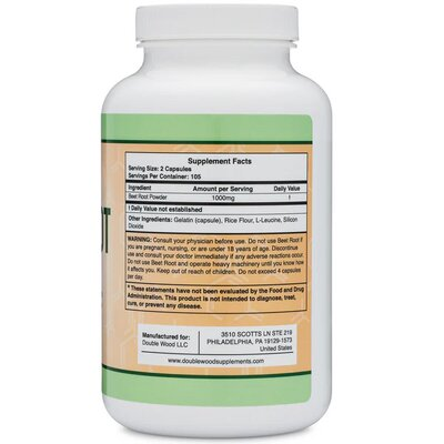 Корінь буряку Double Wood Beet Root 1000 мг, 210 капсул