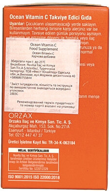 Вітамін С Orzax Ocean Vitamin C 1000 мг, 30 таблеток