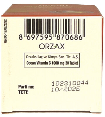 Вітамін С Orzax Ocean Vitamin C 1000 мг, 30 таблеток