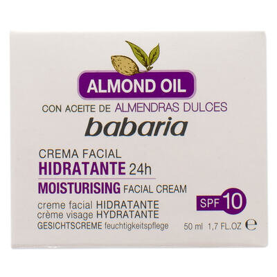 Крем для обличчя Babaria Almond Oil SPF10 зволожуючий з мигдальним маслом, 50 мл