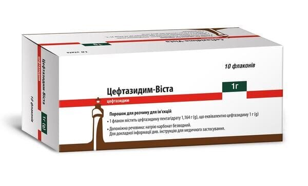 Цефтазидим-Віста порошок для р-ну д/ін. по 1 г №10 у флак.