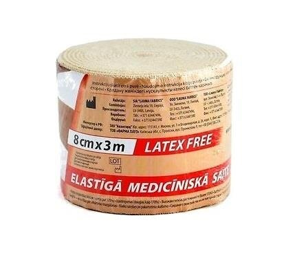 Бинт еластичний стрічковий Lauma Latex Free медичний, високої розтяжності розмір 3 м х 8 см