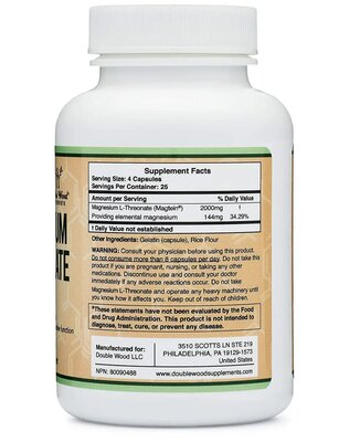 Магтеїн Double Wood Magnesium L-Threonate 2000 mg (Magtein), 100 капсул