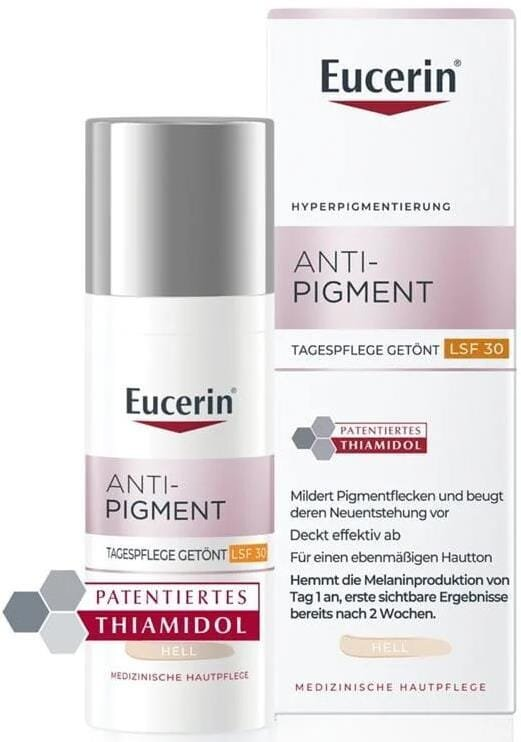 Крем для обличчя Eucerin Anti-Pigment SPF30 денний депігментуючий з тонуючим ефектом відтінок світлий (98352), 50 мл