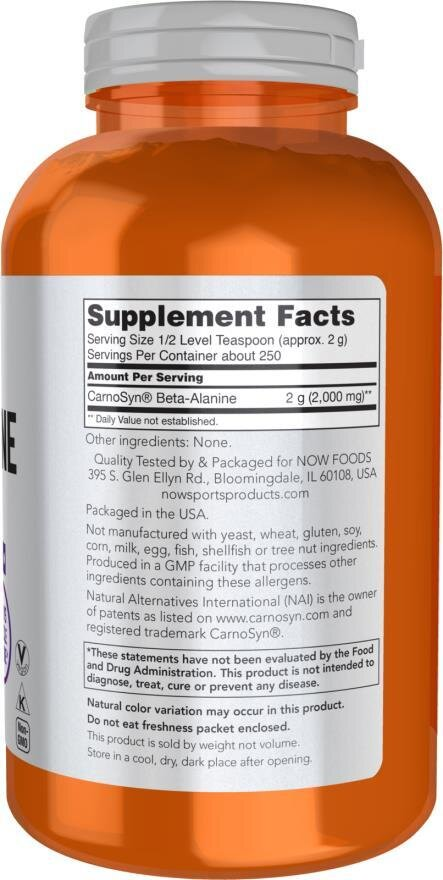Бета-аланін NOW Sports Beta-Alanine порошок, 500 г