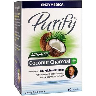 Вугілля активоване з кокоса Enzymedica Purify Activated Coconut Charcoal + для веганів, 60 капсул