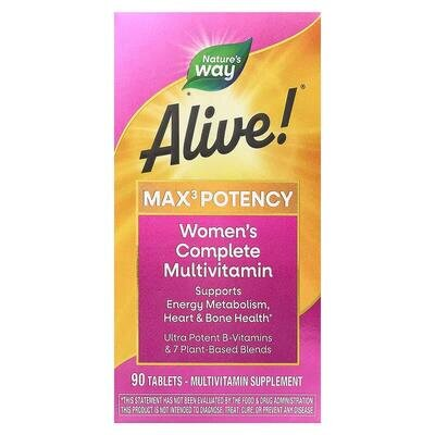 Мультивітаміни Nature's Way Alive! Max3 Potency Women's Multivitamin для жінок, 90 таблеток
