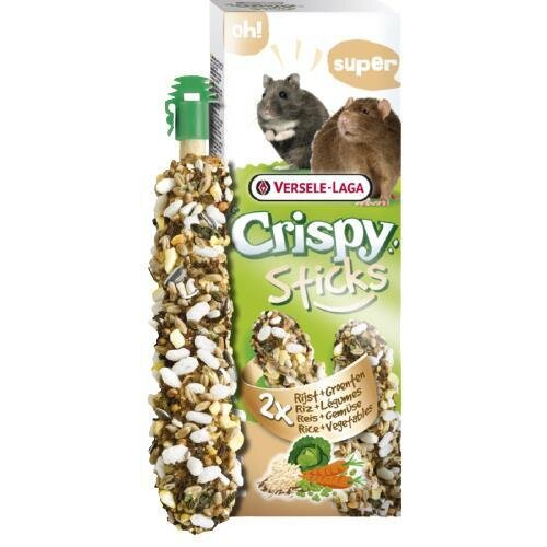 Ласощі для хом'яків, щурів, мишей Versele-Laga Crispy Sticks Rice&Vegetables з рисом та овочами, 110 г