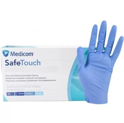 Рукавички оглядові Medicom Safe-Touch нітрилові без пудри нестерильні, розмір М, пара