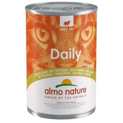 Корм вологий Almo Nature Daily Cat Adult Повнораціонний консервований з індичкою для дорослих котів, 400 г