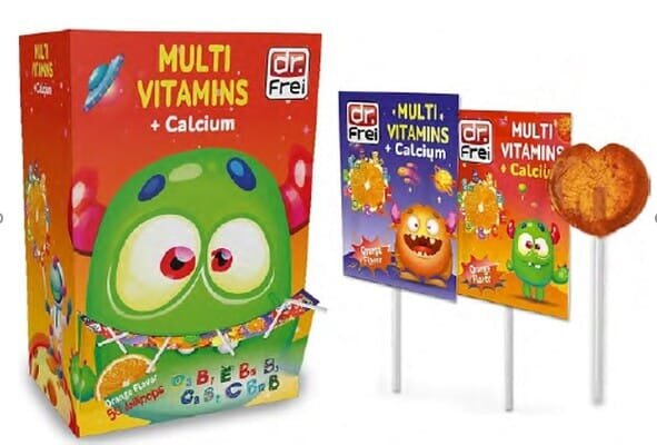 Льодяники для дітей Dr.Frei Multivitamins+Calcium, мультивітаміни+кальцій 1 штука